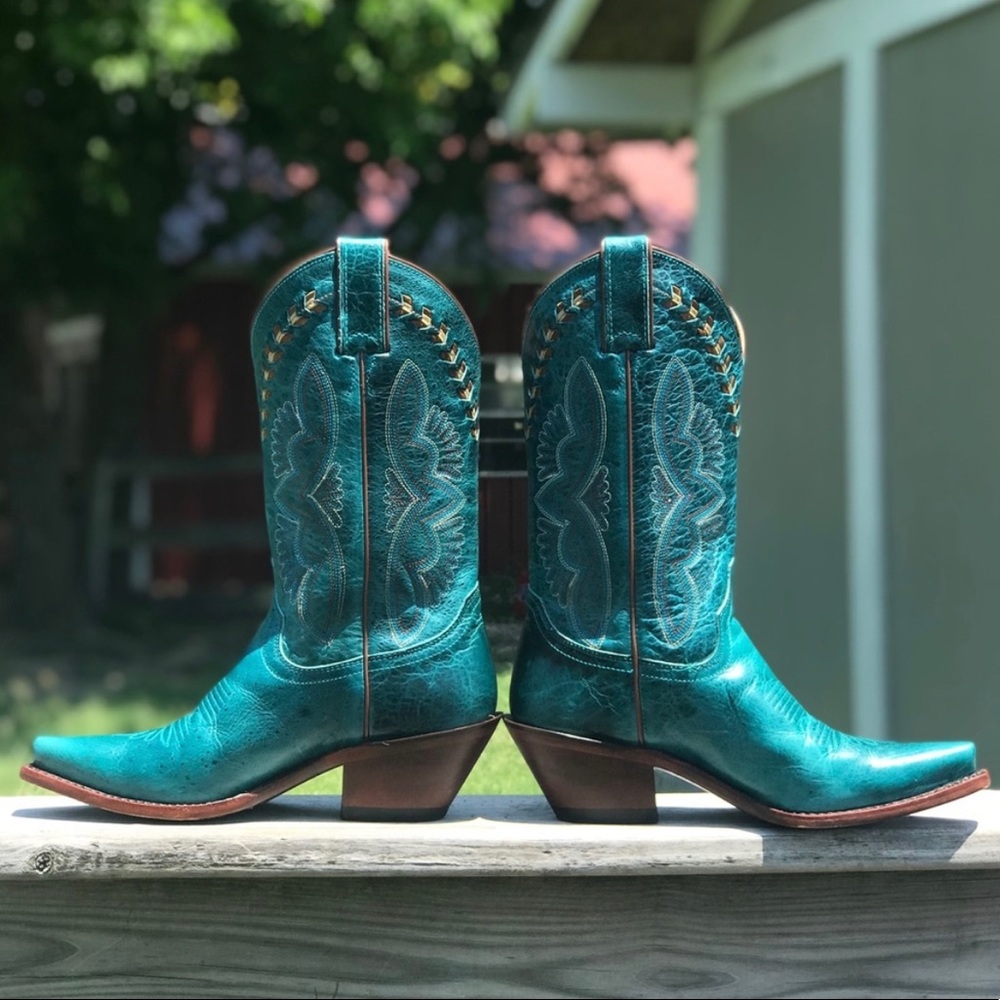 Justin Boots Teal Heeled Boots